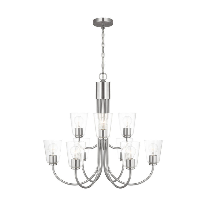 Myhouse Lighting Generation Lighting - GLC1169BS - Nine Light Chandelier - Miles - Brushed Nickel