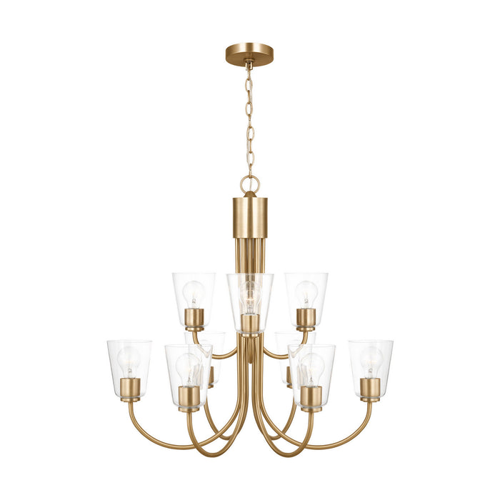 Myhouse Lighting Generation Lighting - GLC1169SB - Nine Light Chandelier - Miles - Satin Brass