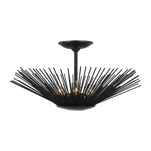 Myhouse Lighting Visual Comfort Studio - AF1083AI - Three Light Semi-Flush Mount - Helios - Aged Iron