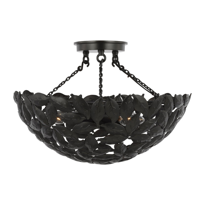 Myhouse Lighting Visual Comfort Studio - AF1173AI - Three Light Semi-Flush Mount - Kelan - Aged Iron