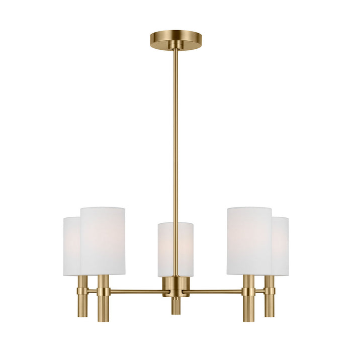 Myhouse Lighting Visual Comfort Studio - DJC1135SB - Five Light Chandelier - Manor - Satin Brass
