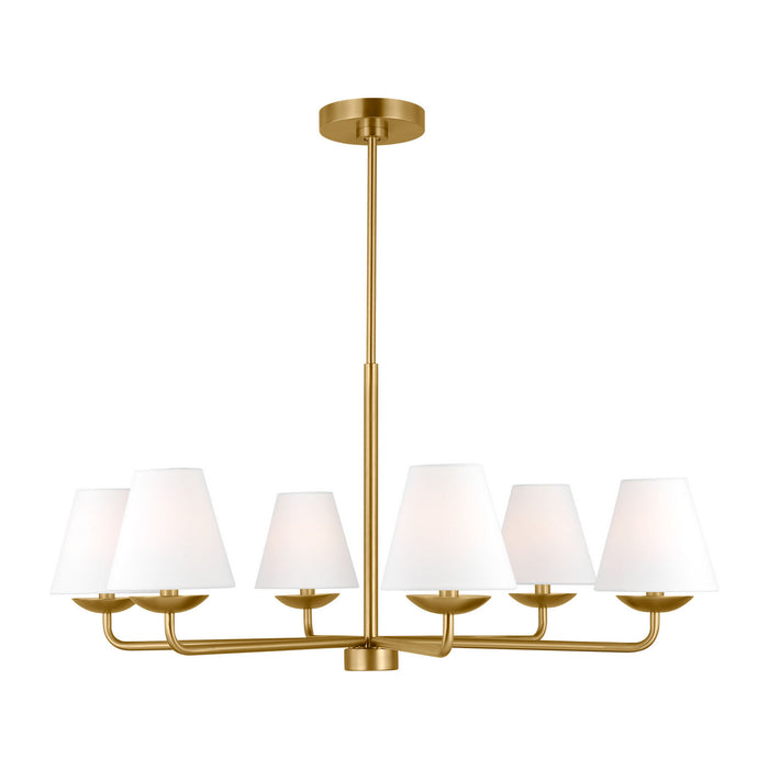 Myhouse Lighting Visual Comfort Studio - DJC1186SB - Six Light Chandelier - Albion - Satin Brass
