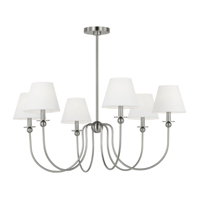 Myhouse Lighting Visual Comfort Studio - DJC1246BS - Six Light Chandelier - Elsay - Brushed Nickel