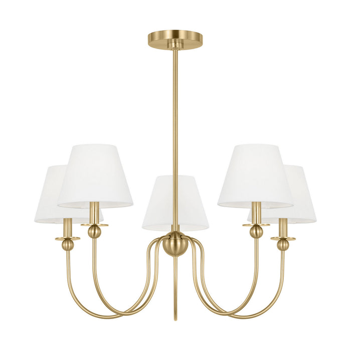 Myhouse Lighting Visual Comfort Studio - DJC1255SB - Five Light Chandelier - Elsay - Satin Brass