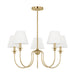 Myhouse Lighting Visual Comfort Studio - DJC1255SB - Five Light Chandelier - Elsay - Satin Brass
