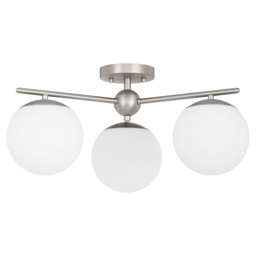 Myhouse Lighting Quorum - 339-3-65 - Three Light Semi-Flush Mount - Jasper - Satin Nickel