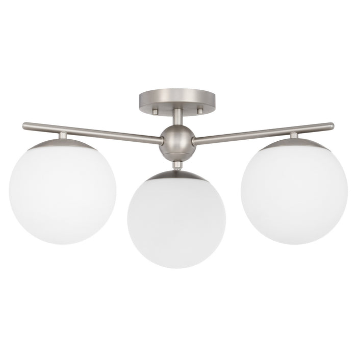 Myhouse Lighting Quorum - 339-3-65 - Three Light Semi-Flush Mount - Jasper - Satin Nickel