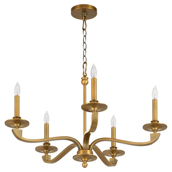 Myhouse Lighting Quorum - 6240-5-47 - Five Light Chandelier - Chantelle - Brushed Brass