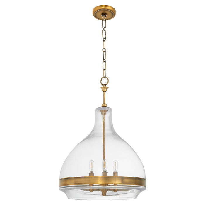 Myhouse Lighting Quorum - 8002-3-47 - Three Light Pendant - Tilbrook - Brushed Brass