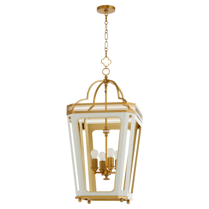 Myhouse Lighting Quorum - 840-4-0847 - Four Light Pendant - Loire - Studio White|Brushed Brass