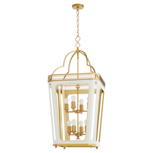 Myhouse Lighting Quorum - 840-8-0847 - Eight Light Pendant - Loire - Studio White|Brushed Brass
