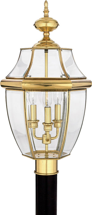 Myhouse Lighting Quoizel - NY9043B - Three Light Outdoor Post Lantern - Newbury - Polished Brass