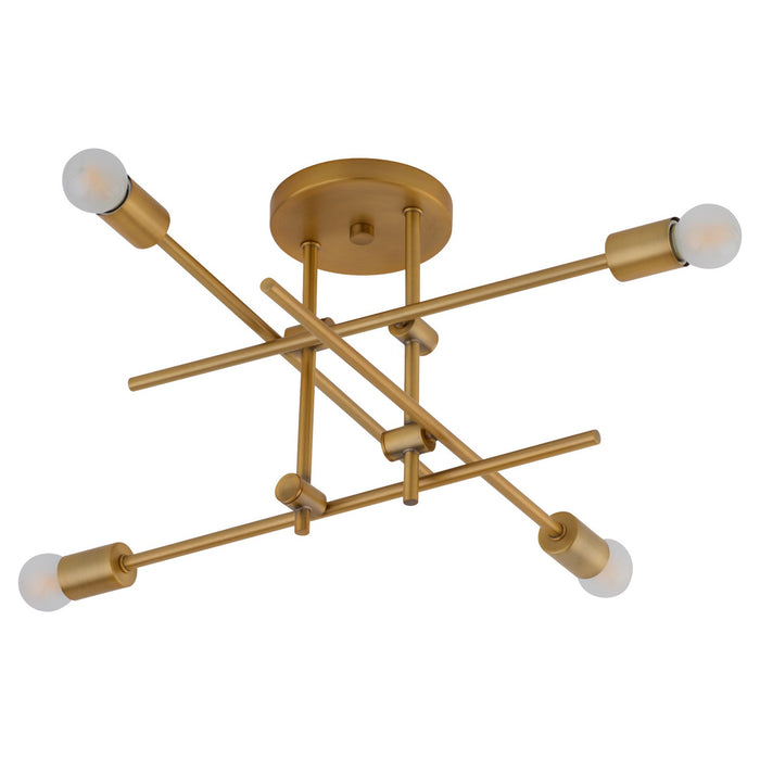 Myhouse Lighting Quorum - 3-696-56 - Four Light Semi-Flush Mount - Mika - Brushed Brass