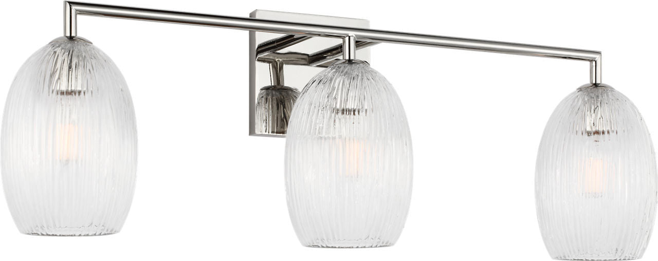 Myhouse Lighting Visual Comfort Studio - HV1003PN - Three Light Bath - Serafina - Polished Nickel/Polished Nickel