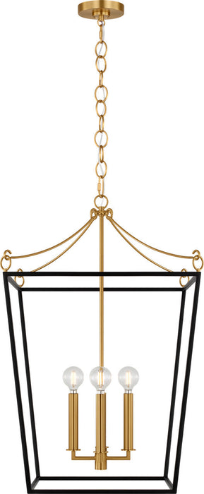 Myhouse Lighting Visual Comfort Studio - KSC1174MBK - Four Light Lantern - Carlyle - Midnight Black/Burnished Brass