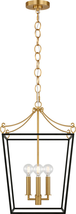 Myhouse Lighting Visual Comfort Studio - KSC1183MBK - Three Light Lantern - Carlyle - Midnight Black/Burnished Brass