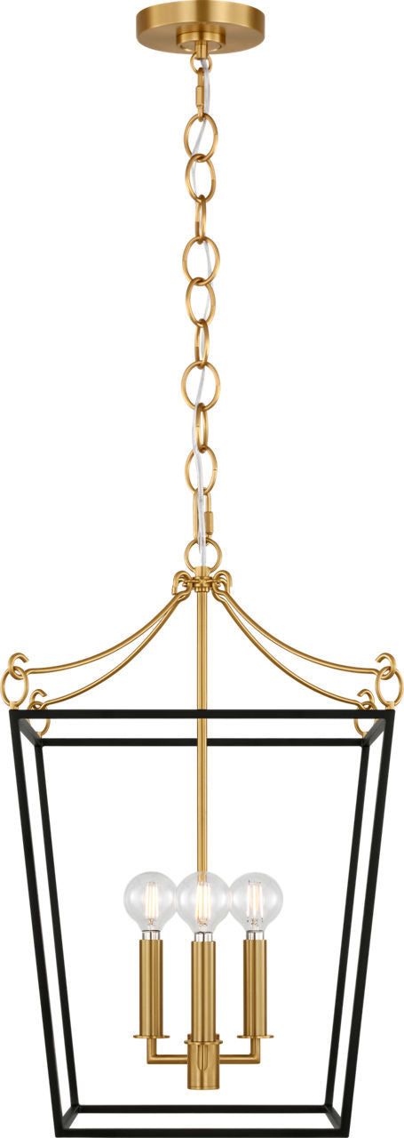 Myhouse Lighting Visual Comfort Studio - KSC1183MBK - Three Light Lantern - Carlyle - Midnight Black/Burnished Brass