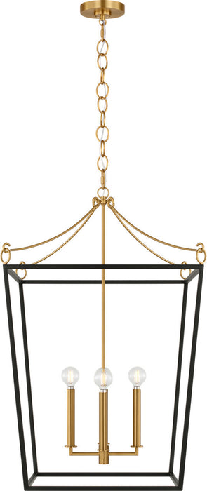 Myhouse Lighting Visual Comfort Studio - KSC1194MBK - Four Light Lantern - Carlyle - Midnight Black/Burnished Brass