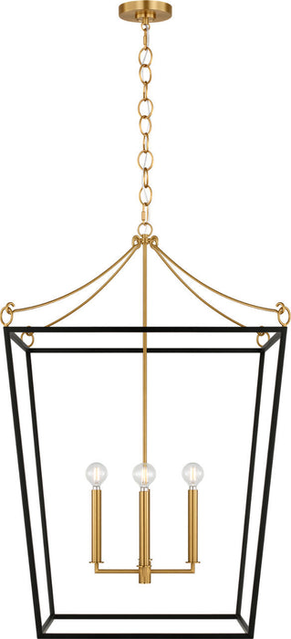 Myhouse Lighting Visual Comfort Studio - KSC1204MBK - Four Light Lantern - Carlyle - Midnight Black/Burnished Brass
