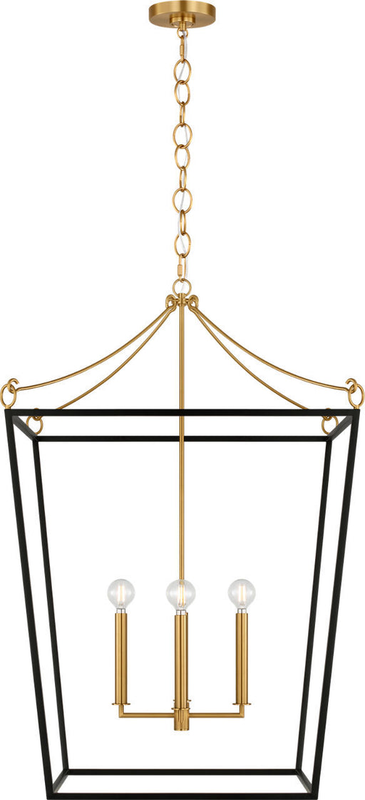 Myhouse Lighting Visual Comfort Studio - KSC1204MBK - Four Light Lantern - Carlyle - Midnight Black/Burnished Brass