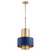 Myhouse Lighting Quorum - 8011-3280 - One Light Pendant - Cylinder Drum Pendants - Aged Brass|Blue