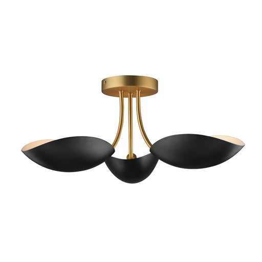 Myhouse Lighting Maxim - 10823BKNAB - Three Light Semi Flush Mount - Maris - Black / Natural Aged Brass