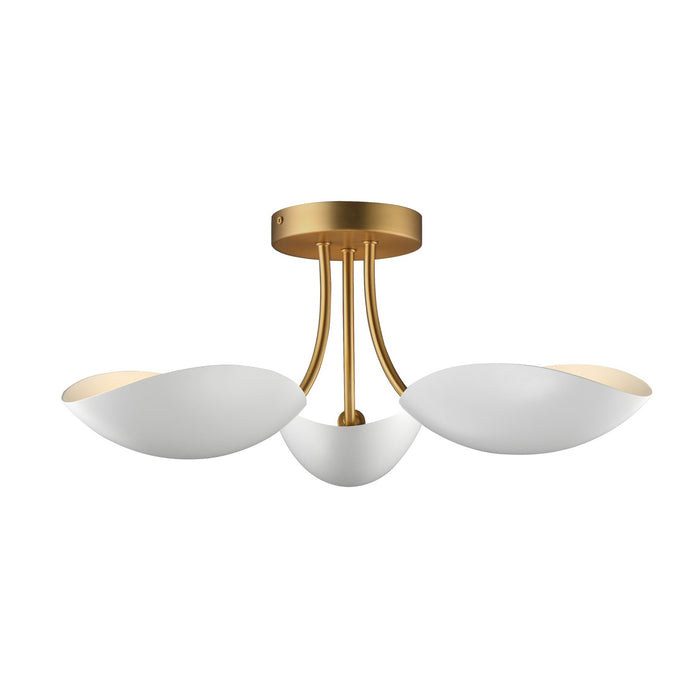 Myhouse Lighting Maxim - 10823WTNAB - Three Light Semi Flush Mount - Maris - White/Natural Aged Brass