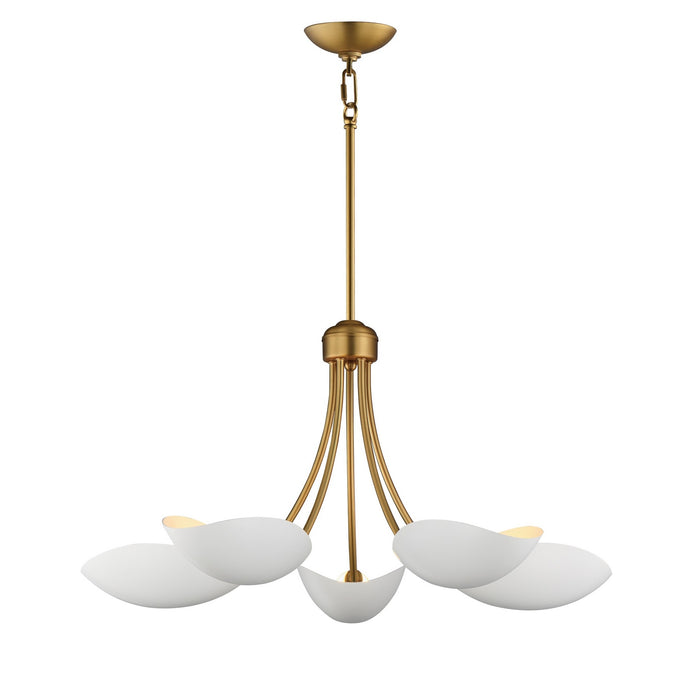 Myhouse Lighting Maxim - 10825WTNAB - Five Light Chandelier - Maris - White/Natural Aged Brass