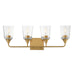 Myhouse Lighting Maxim - 12884CLNAB - Four Light Bath Vanity - Hudson - Natural Aged Brass