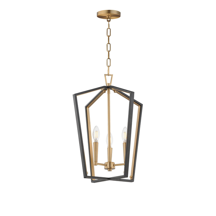 Myhouse Lighting Maxim - 28613BKNAB - Three Light Pendant - Melrose - Black / Natural Aged Brass