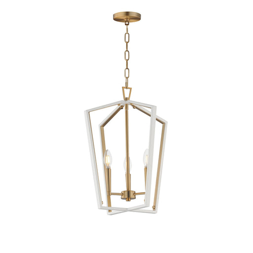 Myhouse Lighting Maxim - 28613WTNAB - Three Light Pendant - Melrose - White/Natural Aged Brass