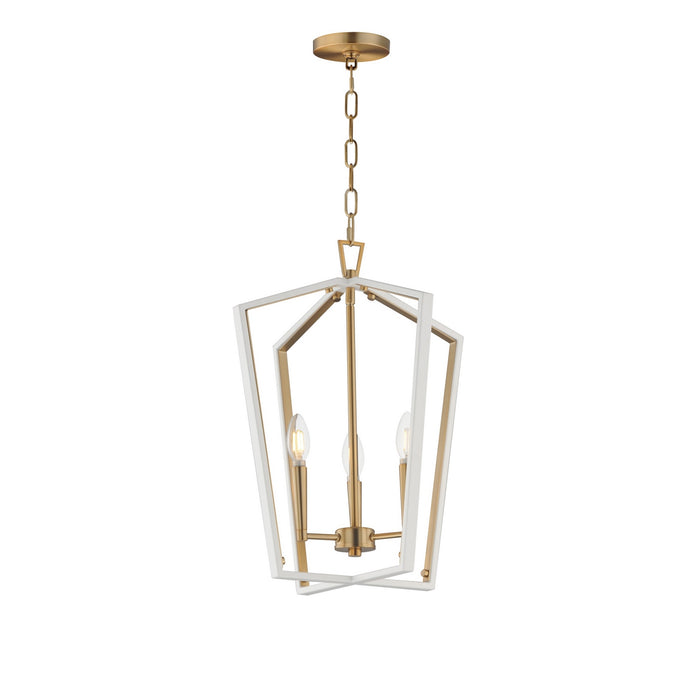 Myhouse Lighting Maxim - 28613WTNAB - Three Light Pendant - Melrose - White/Natural Aged Brass