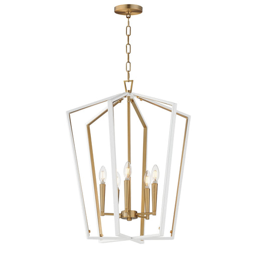 Myhouse Lighting Maxim - 28615WTNAB - Five Light Pendant - Melrose - White/Natural Aged Brass