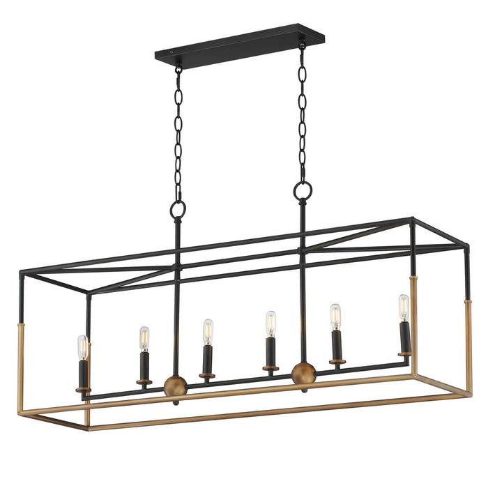 Myhouse Lighting Maxim - 28626BKWBR - Six Light Linear Pendant - SoHo - Black/Weathered Brass