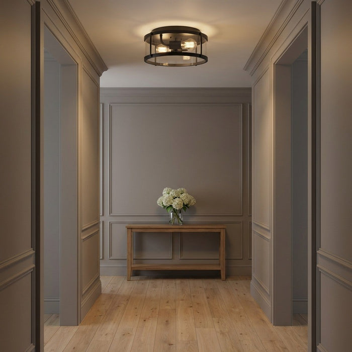 Myhouse Lighting Generation Lighting - GLF1732MBKE - Two Light Flush Mount - Lumra - Midnight Black