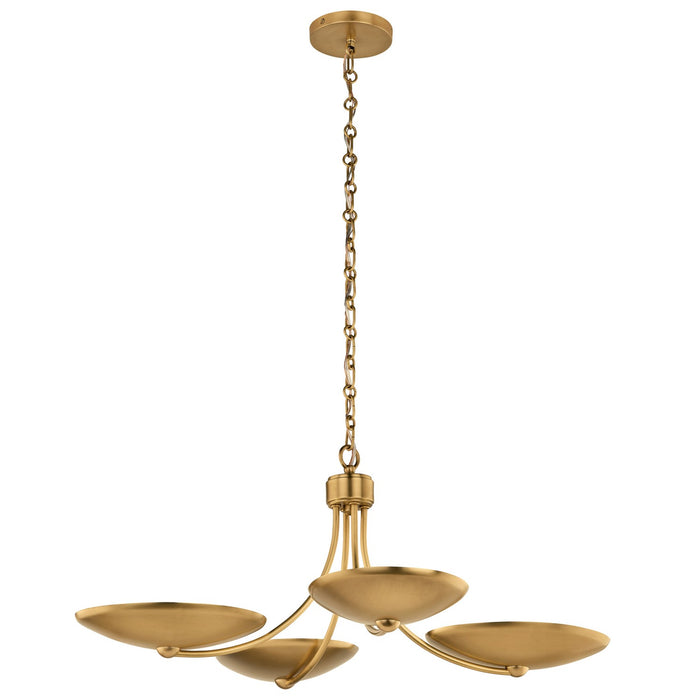 Myhouse Lighting Kichler - 52854LBR - Four Light Chandelier/Semi Flush - Palmela - Lacquered Brass