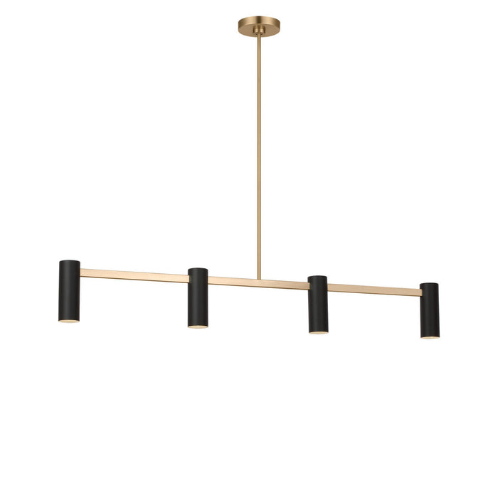 Myhouse Lighting Generation Lighting - GLC2074SBE - Four Light Linear Chandelier - Zentro - Satin Brass