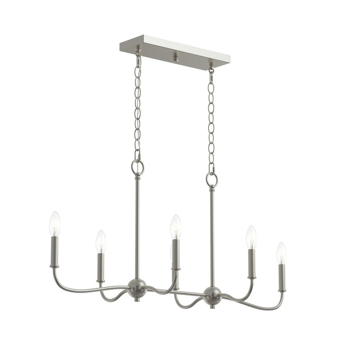 Myhouse Lighting Progress Lighting - P400466-009 - Six Light Linear Chandelier - Ilia - Brushed Nickel