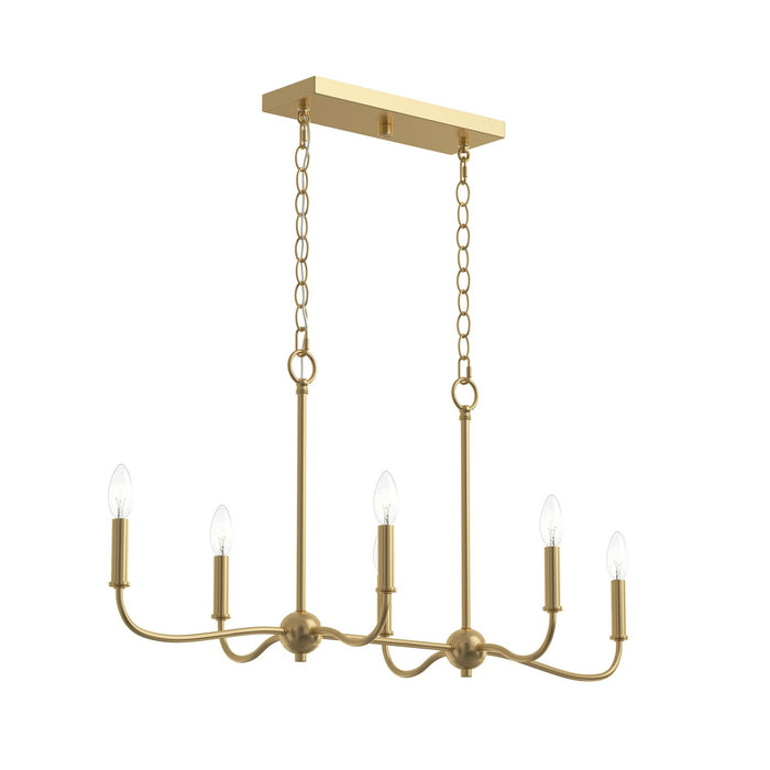 Myhouse Lighting Progress Lighting - P400466-191 - Six Light Linear Chandelier - Ilia - Brushed Gold