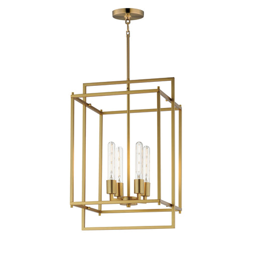 Myhouse Lighting Maxim - 10412NAB - Four Light Pendant - Gridline - Natural Aged Brass