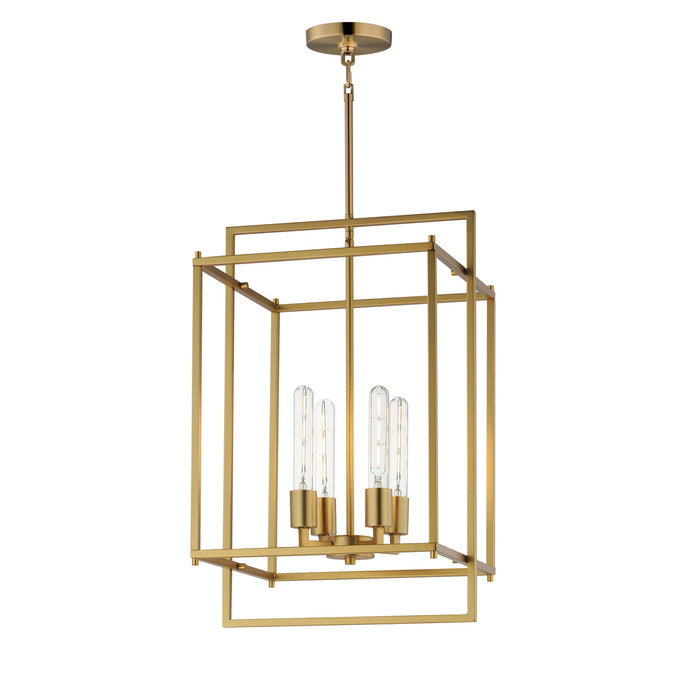 Myhouse Lighting Maxim - 10412NAB - Four Light Pendant - Gridline - Natural Aged Brass