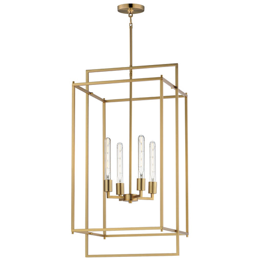 Myhouse Lighting Maxim - 10413NAB - Four Light Pendant - Gridline - Natural Aged Brass