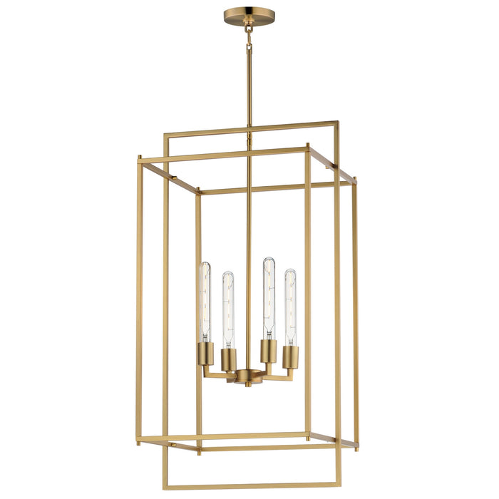Myhouse Lighting Maxim - 10413NAB - Four Light Pendant - Gridline - Natural Aged Brass