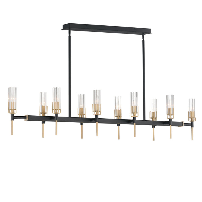 Myhouse Lighting Maxim - 16119CLBKAB - Ten Light Linear Pendant - Flambeau - Black / Antique Brass