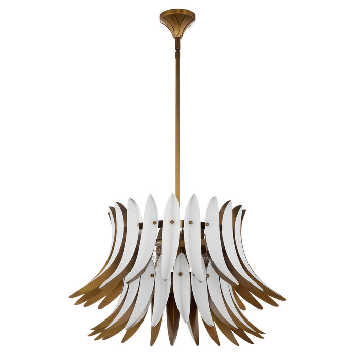 Myhouse Lighting Quorum - 825-3-4708 - Three Light Pendant - Aldridge - Brushed Brass|Studio White