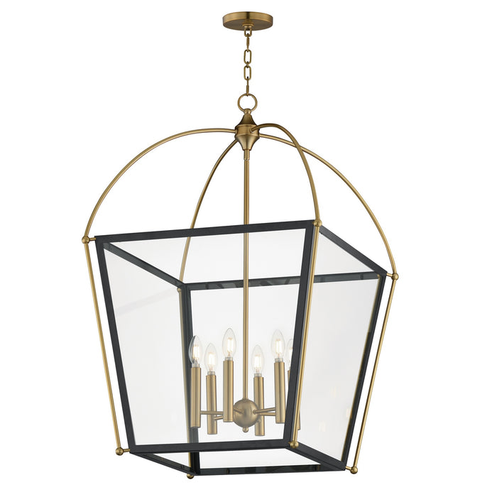 Myhouse Lighting Maxim - 22526BKNAB - Six Light Pendant - McCadden - Black / Natural Aged Brass