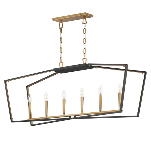 Myhouse Lighting Maxim - 28616BKNAB - Six Light Linear Pendant - Melrose - Black / Natural Aged Brass