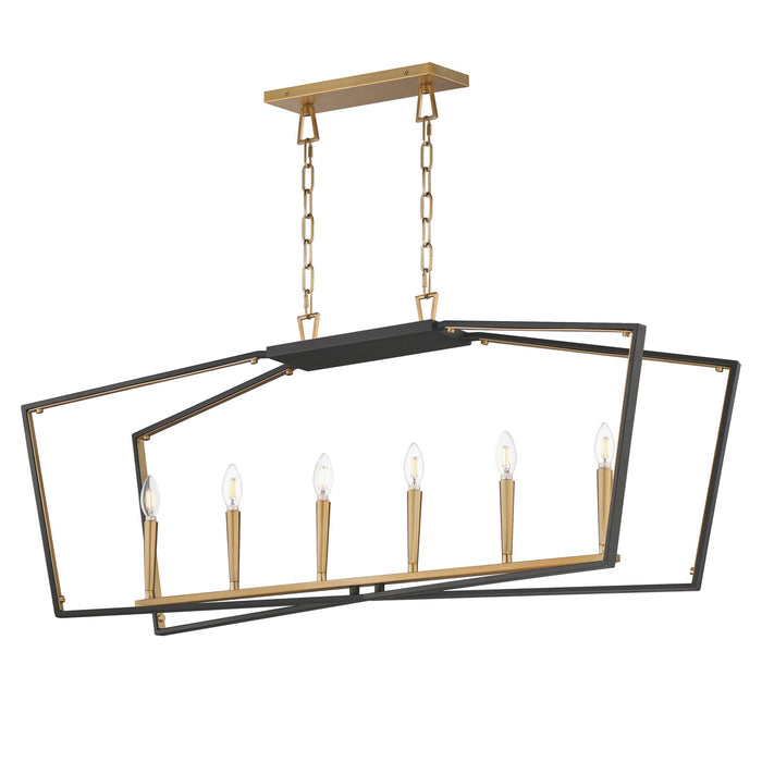 Myhouse Lighting Maxim - 28616BKNAB - Six Light Linear Pendant - Melrose - Black / Natural Aged Brass
