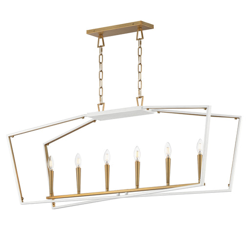 Myhouse Lighting Maxim - 28616WTNAB - Six Light Linear Pendant - Melrose - White/Natural Aged Brass