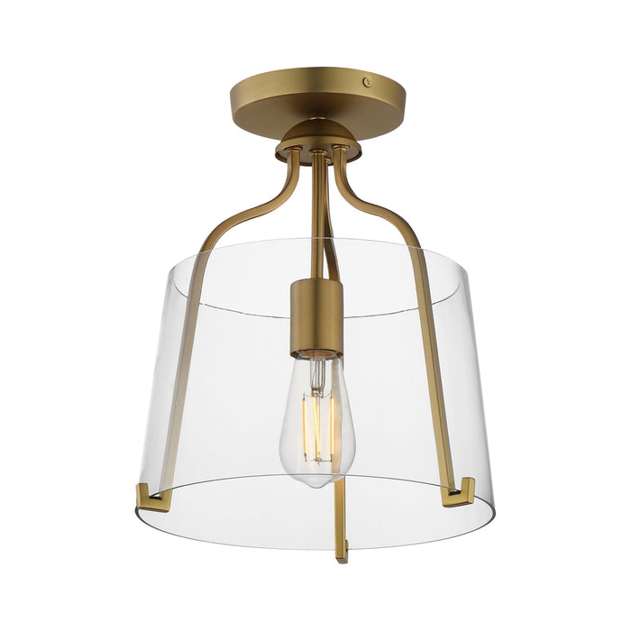 Myhouse Lighting Maxim - 5681CLNAB - One Light Semi-Flush Mount - Bellmore - Natural Aged Brass